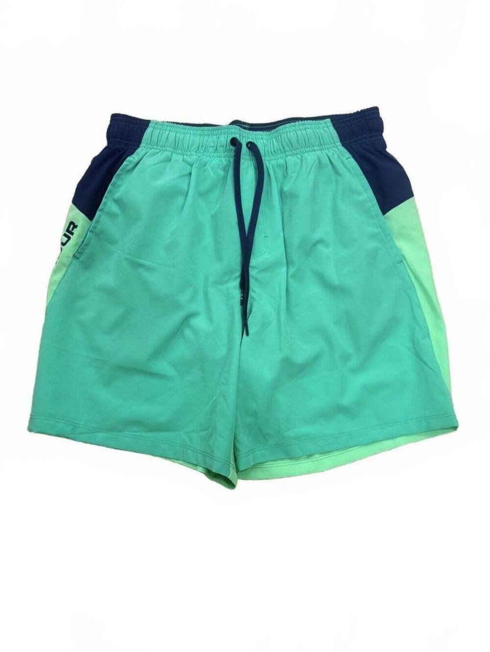 Under Armour Swim Trunks Shorts Mint Green Teal Colorblock Boardshorts Boys L